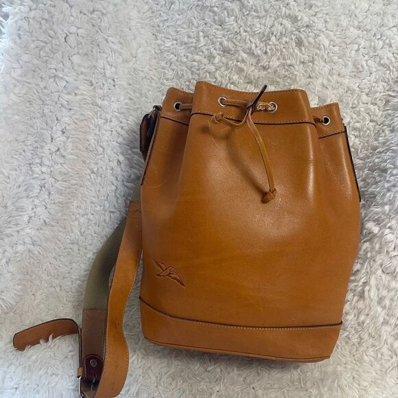 Jack & Jones Herta Suke Tan Leather large Bucket style drawstring Bag - Picture 6 of 16
